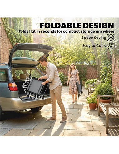 Outsunny Folding Garden Chairs Set of 4, Foldable Garden Dining Chairs with High Back, Armrests, Texteline Seat, Light Grey