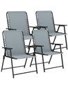 Outsunny Folding Garden Chairs Set of 4, Outdoor Dining Chairs with Wide Texteline Seat, High Back and Armrests, Light Grey