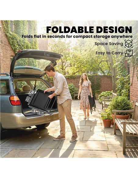 Outsunny Folding Garden Chairs Set of 2, Foldable Garden Dining Chairs with High Back, Armrests, Texteline Seat, Black - pic 180468 | FastDaddyshop