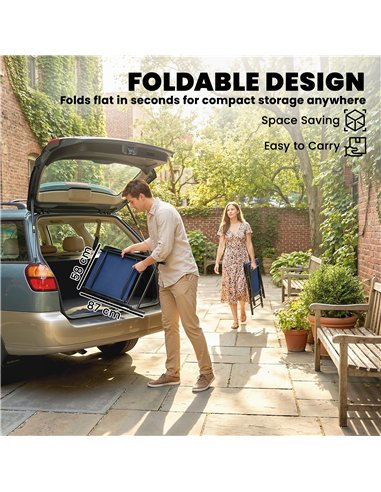 Outsunny Folding Garden Chairs Set of 2, Foldable Garden Dining Chairs with High Back, Armrests, Texteline Seat, Navy Blue