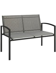 Outsunny Metal Garden Bench, 2 Seater Outdoor Furniture Seating with Breathable Texteline Fabric, Park Patio Seat, Grey