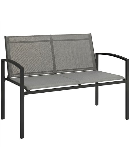 Outsunny Metal Garden Bench, 2 Seater Outdoor Furniture Seating with Breathable Texteline Fabric, Park Patio Seat, Grey - pic 180491 | FastDaddyshop