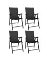 Outsunny Folding Garden Chairs Set of 4 with High Back, Armrests, Texteline Seat, Black
