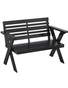 Outsunny 2 Seater Wooden Garden Bench, Slatted Patio Bench with Armrest and Backrest, Black