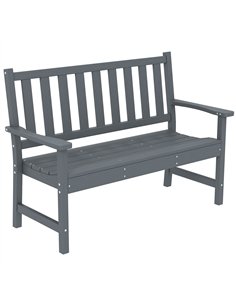 Outsunny 2 Seater Plastic Garden Bench, Outdoor Patio Bench with Armrest and Backrest, Weatherproof Outdoor Furniture for Balcon