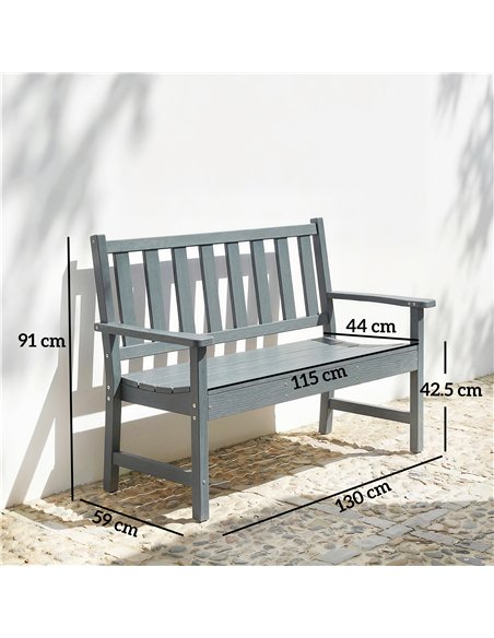 Outsunny 2 Seater Plastic Garden Bench, Outdoor Patio Bench with Armrest and Backrest, Weatherproof Outdoor Furniture for Balcon - pic 180547 | FastDaddyshop