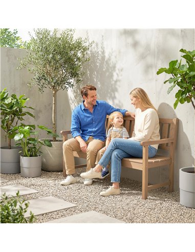 Outsunny Wooden Garden Bench with Liftable Table & Shelf, 2-3-Seater Outdoor Loveseat with Fir Wood Frame, Teak