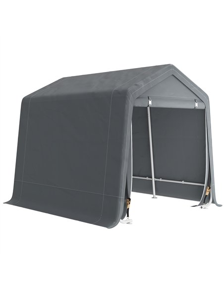 Outsunny 8 x 6.5 ft Outdoor Garden Storage Shed, Waterproof Bike Tent w/ Double Roll-up Zipper Door for Garden Tools, Dark Grey - pic 180572 | FastDaddyshop