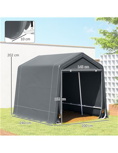 Outsunny 8 x 6.5 ft Outdoor Garden Storage Shed, Waterproof Bike Tent w/ Double Roll-up Zipper Door for Garden Tools, Dark Grey