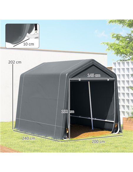 Outsunny 8 x 6.5 ft Outdoor Garden Storage Shed, Waterproof Bike Tent w/ Double Roll-up Zipper Door for Garden Tools, Dark Grey - pic 180574 | FastDaddyshop