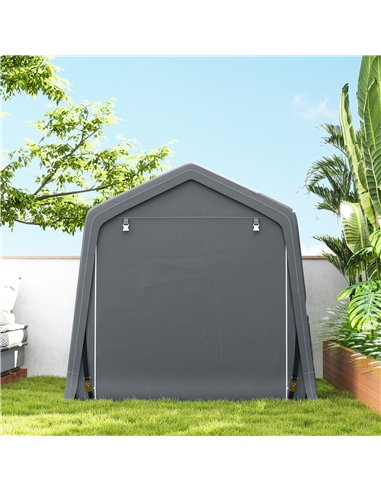 Outsunny 8 x 6.5 ft Outdoor Garden Storage Shed, Waterproof Bike Tent w/ Double Roll-up Zipper Door for Garden Tools, Dark Grey