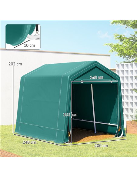 Outsunny 8 x 6.5 ft Outdoor Garden Storage Shed, Waterproof Bike Tent with Double Roll-up Zipper Door for Garden Tools, Green - pic 180583 | FastDaddyshop