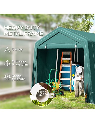 Outsunny 8 x 6.5 ft Outdoor Garden Storage Shed, Waterproof Bike Tent with Double Roll-up Zipper Door for Garden Tools, Green