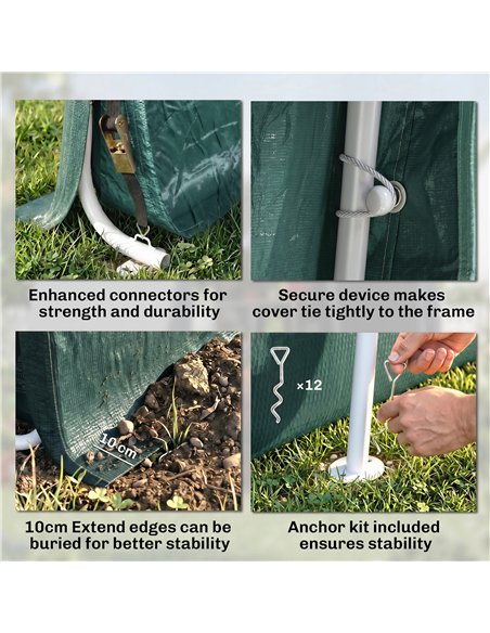 Outsunny 8 x 6.5 ft Outdoor Garden Storage Shed, Waterproof Bike Tent with Double Roll-up Zipper Door for Garden Tools, Green - pic 180586 | FastDaddyshop