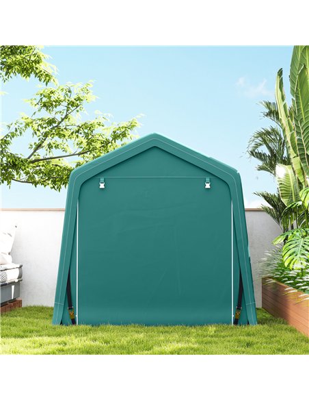 Outsunny 8 x 6.5 ft Outdoor Garden Storage Shed, Waterproof Bike Tent with Double Roll-up Zipper Door for Garden Tools, Green - pic 180588 | FastDaddyshop