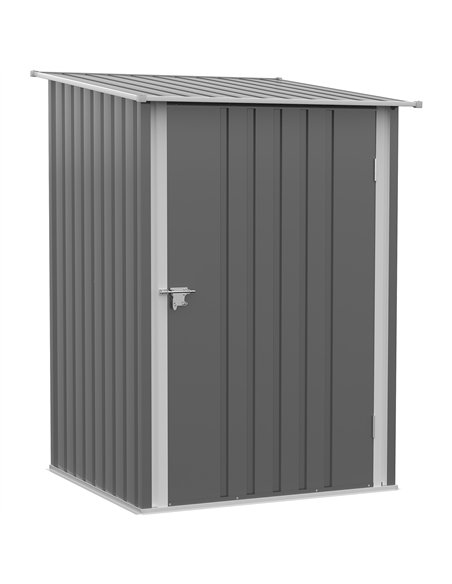 Outsunny 3.3 x 3.4ft Lean To Steel Garden Shed, with Locking Door - Grey - pic 180590 | FastDaddyshop