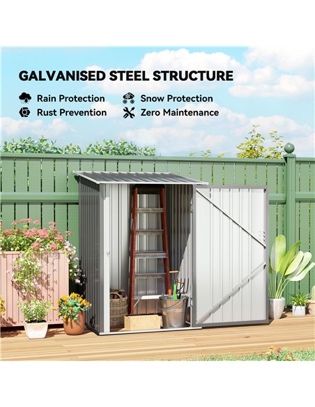 Outsunny 3.3 x 3.4ft Lean To Steel Garden Shed, with Locking Door - Grey - pic 180593 | FastDaddyshop