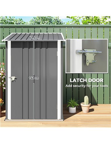 Outsunny 3.3 x 3.4ft Lean To Steel Garden Shed, with Locking Door - Grey