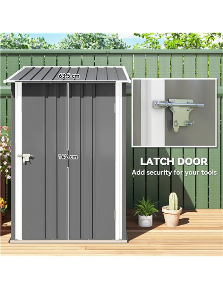 Outsunny 3.3 x 3.4ft Lean To Steel Garden Shed, with Locking Door - Grey - pic 180594 | FastDaddyshop