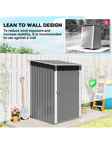 Outsunny 3.3 x 3.4ft Lean To Steel Garden Shed, with Locking Door - Grey