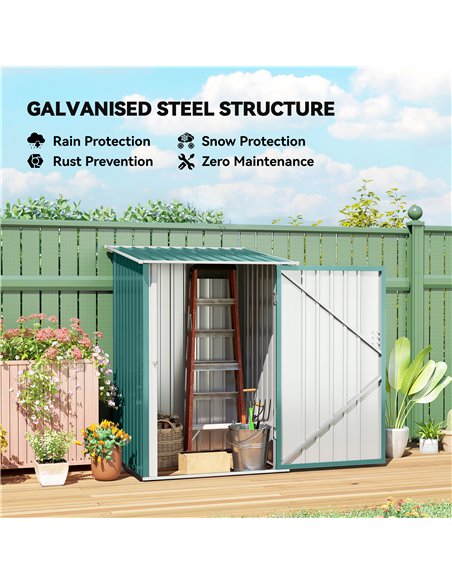 Outsunny 3.3 x 3.4ft Lean To Steel Garden Shed, with Locking Door - Green - pic 180602 | FastDaddyshop