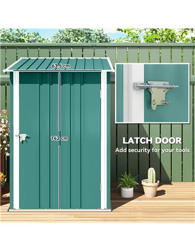 Outsunny 3.3 x 3.4ft Lean To Steel Garden Shed, with Locking Door - Green