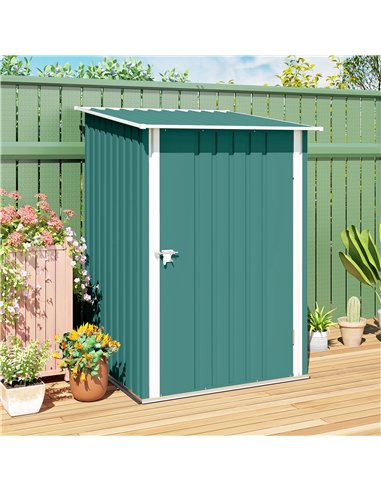 Outsunny 3.3 x 3.4ft Lean To Steel Garden Shed, with Locking Door - Green
