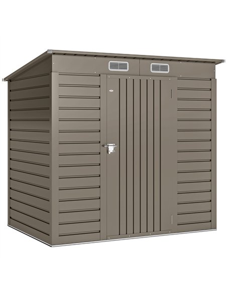 Outsunny 4 x 6ft Galvanised Metal Garden Shed, with Locking Door - Grey - pic 180608 | FastDaddyshop