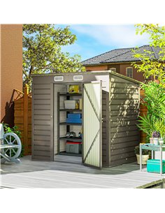 Outsunny 4 x 6ft Galvanised Metal Garden Shed, with Locking Door - Grey 2