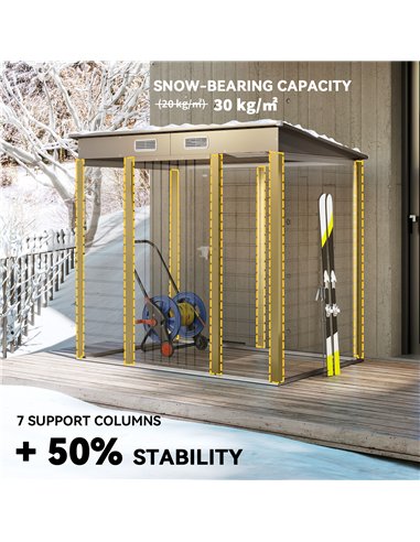Outsunny 4 x 6ft Galvanised Metal Garden Shed, with Locking Door - Grey