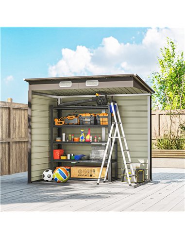 Outsunny 4 x 6ft Galvanised Metal Garden Shed, with Locking Door - Grey