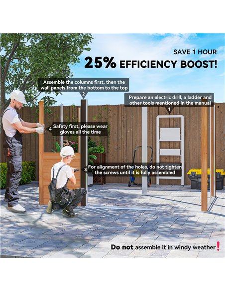 Outsunny 9 x 6ft Galvanised Steel Shed with Double Sliding Doors with 4 Ventilation Slots - Brown Wood-Effect - pic 180620 | FastDaddyshop