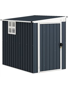 Outsunny 4 x 6ft Garden Metal Shed, Outdoor Storage Shed with Window, 2 Vents and Lockable Door for Garden, Patio, Dark Grey