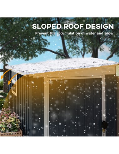 Outsunny 4 x 6ft Garden Metal Shed, Outdoor Storage Shed with Window, 2 Vents and Lockable Door for Garden, Patio, Dark Grey