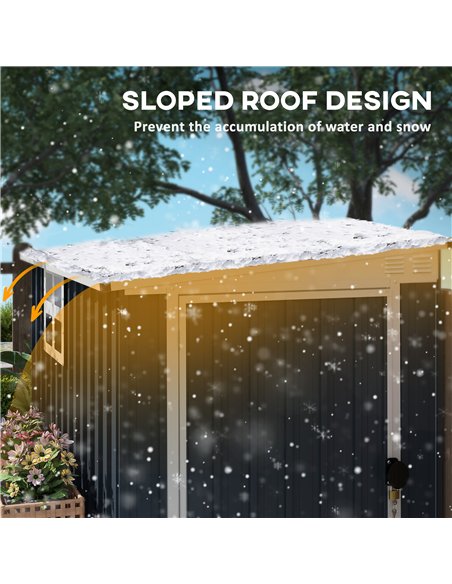 Outsunny 4 x 6ft Garden Metal Shed, Outdoor Storage Shed with Window, 2 Vents and Lockable Door for Garden, Patio, Dark Grey - pic 180631 | FastDaddyshop