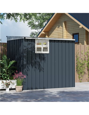 Outsunny 4 x 6ft Garden Metal Shed, Outdoor Storage Shed with Window, 2 Vents and Lockable Door for Garden, Patio, Dark Grey