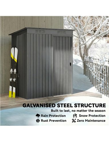 Outsunny 5 x 3.5ft Metal Garden Storage Shed with Effortless Assembly and 2 Pairs of Gloves, Waterproof Outdoor Shed, Light Grey