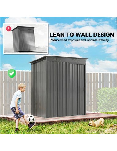 Outsunny 5 x 3.5ft Metal Garden Storage Shed with Effortless Assembly and 2 Pairs of Gloves, Waterproof Outdoor Shed, Light Grey