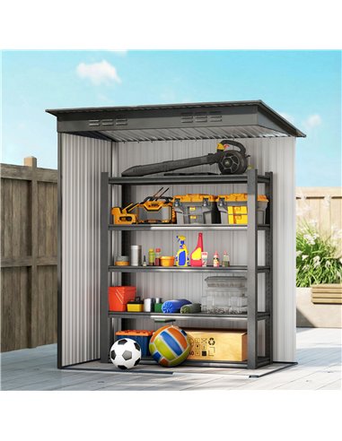Outsunny 5 x 3.5ft Metal Garden Storage Shed with Effortless Assembly and 2 Pairs of Gloves, Waterproof Outdoor Shed, Light Grey