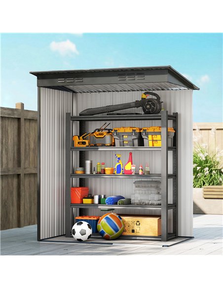 Outsunny 5 x 3.5ft Metal Garden Storage Shed with Effortless Assembly and 2 Pairs of Gloves, Waterproof Outdoor Shed, Light Grey - pic 180643 | FastDaddyshop
