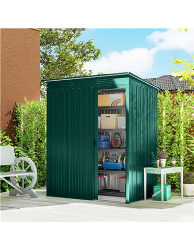 Outsunny 5 x 3.5ft Metal Garden Storage Shed with Effortless Assembly and 2 Pairs of Gloves, Waterproof Outdoor Shed, Green
