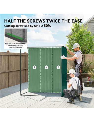 Outsunny 5 x 3.5ft Metal Garden Storage Shed with Effortless Assembly and 2 Pairs of Gloves, Waterproof Outdoor Shed, Green