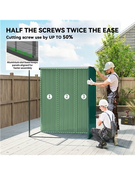 Outsunny 5 x 3.5ft Metal Garden Storage Shed with Effortless Assembly and 2 Pairs of Gloves, Waterproof Outdoor Shed, Green - pic 180647 | FastDaddyshop