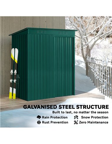 Outsunny 5 x 3.5ft Metal Garden Storage Shed with Effortless Assembly and 2 Pairs of Gloves, Waterproof Outdoor Shed, Green