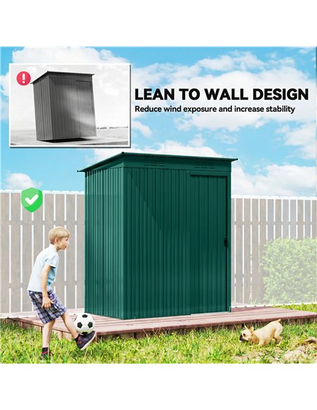 Outsunny 5 x 3.5ft Metal Garden Storage Shed with Effortless Assembly and 2 Pairs of Gloves, Waterproof Outdoor Shed, Green - pic 180649 | FastDaddyshop