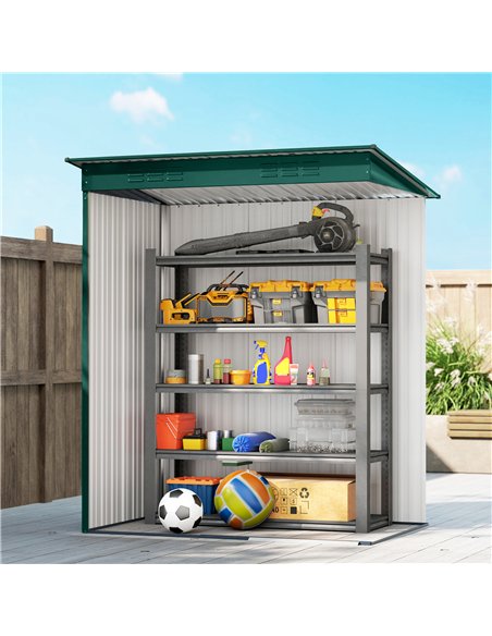 Outsunny 5 x 3.5ft Metal Garden Storage Shed with Effortless Assembly and 2 Pairs of Gloves, Waterproof Outdoor Shed, Green - pic 180652 | FastDaddyshop