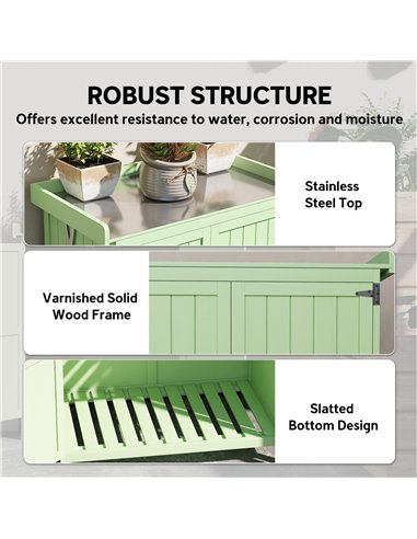 Outsunny Wooden Garden Shed, Garden Tool Storage Shed with Hinged Roof and Shelf, Outdoor Storage Cabinet with Double Doors, Lig