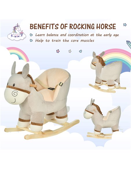 HOMCOM Toddlers Donkey Plush Rocking Ride On w/ Sound Grey - pic 18067 | FastDaddyshop