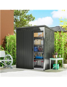 Outsunny 5 x 3.5ft Metal Garden Storage Shed with Effortless Assembly and 2 Pairs of Gloves, Waterproof Outdoor Shed, Dark Grey 2