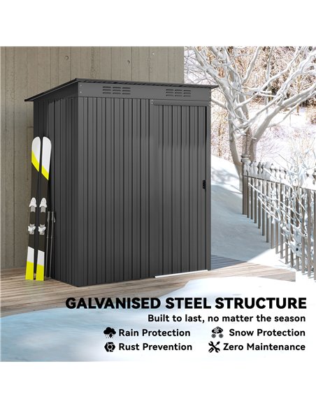 Outsunny 5 x 3.5ft Metal Garden Storage Shed with Effortless Assembly and 2 Pairs of Gloves, Waterproof Outdoor Shed, Dark Grey - pic 180675 | FastDaddyshop